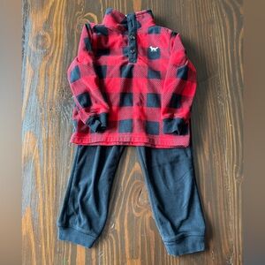 Toddler Boys 2-Pc. Buffalo Check Fleece Pullover & Pants Set - 3T Worn 2 times